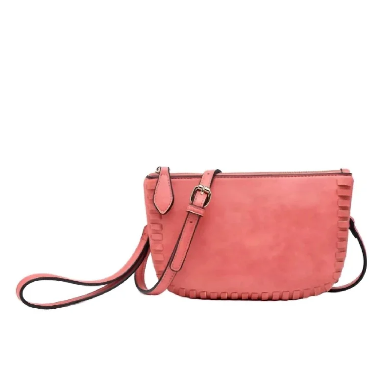 Bonnie Vegan Whipstitch Clutch/crossbody In Raspberry