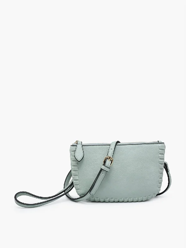 Bonnie Vegan Whipstitch Clutch/crossbody In Seafoam