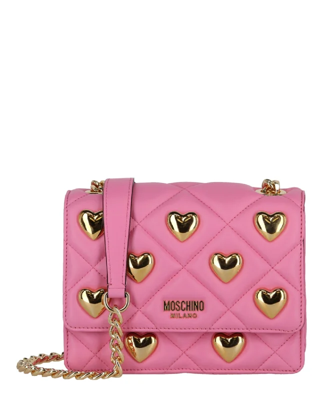 Heart Studs Quilted Crossbody Bag