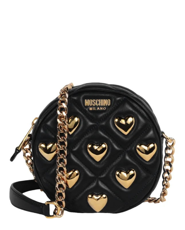 Heart Studs Quilted Shoulder Bag