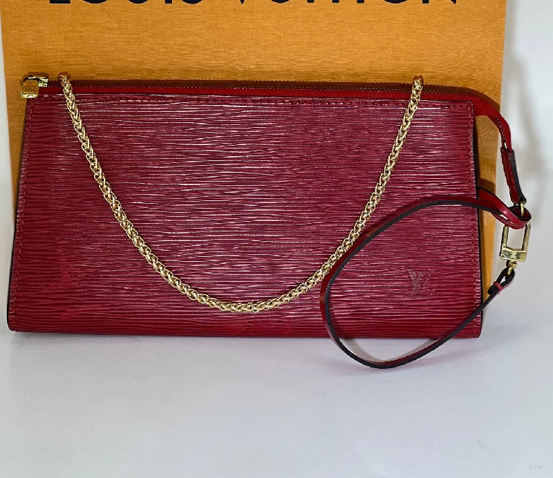 Louis Vuitton Handbag Epi 24 Pochette Accessories Red Leather Crossbody Bag Preowned