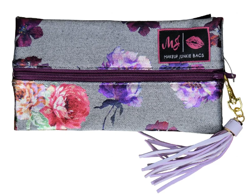 Metallic Floral Mini Bag In Gray