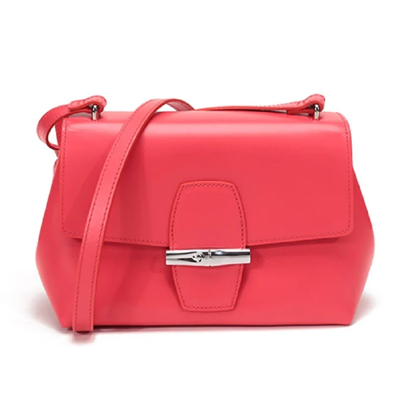 Roseau Leather Crossbody Handbag In Poppy Pink