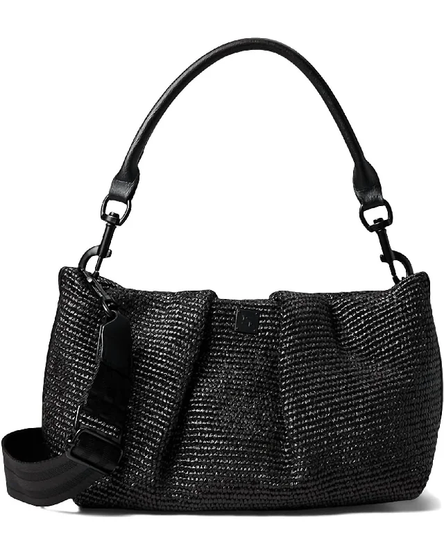 Savannah Woven Raffia Crossbody Bag In Black Raffia