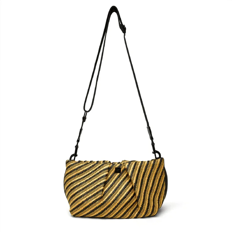 Savannah Woven Raffia Crossbody Bag In Diagonal Stripe Raffia