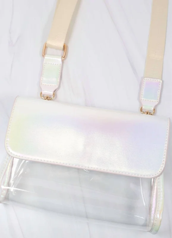 Tatum Convertible Clear Bag In White Opal