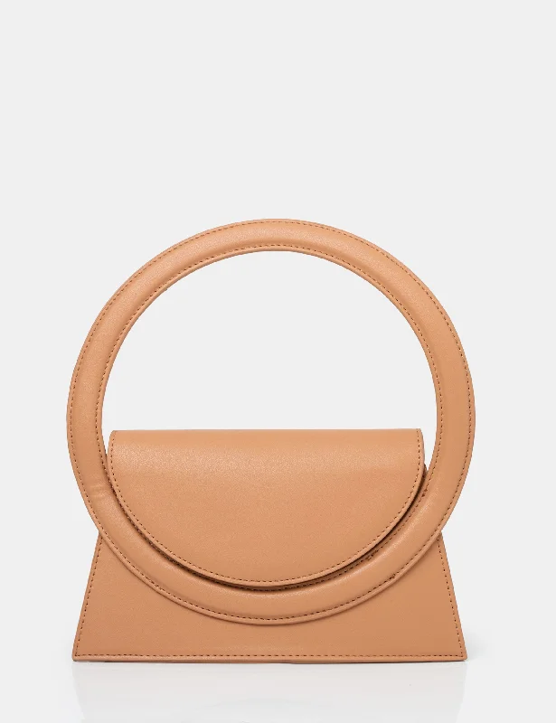 The Top Handle Tan Pu Circlur Handle Grab Bag