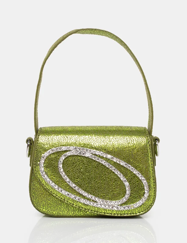 The Tonic Cracked Lime Pu Diamante Mini Grab Bag