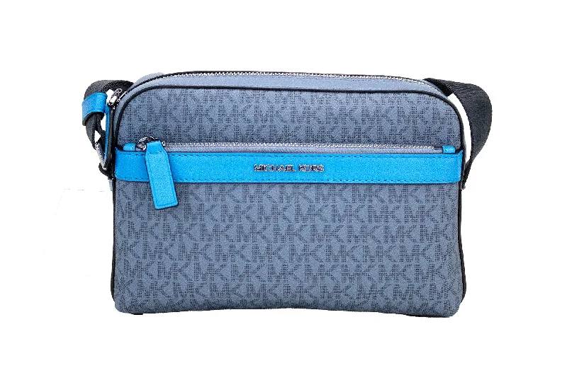 Michael Kors Cooper Small blue multi Signature PVC Utility Crossbody Women's Bag