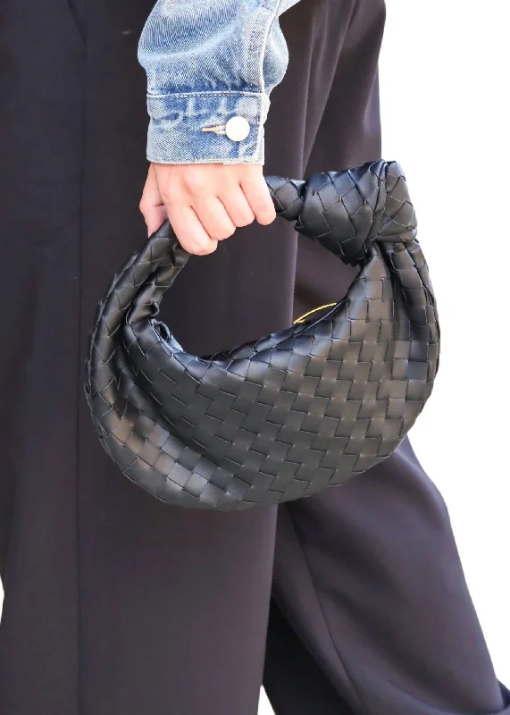 Women's Woven Hobo Mini Bag In Black